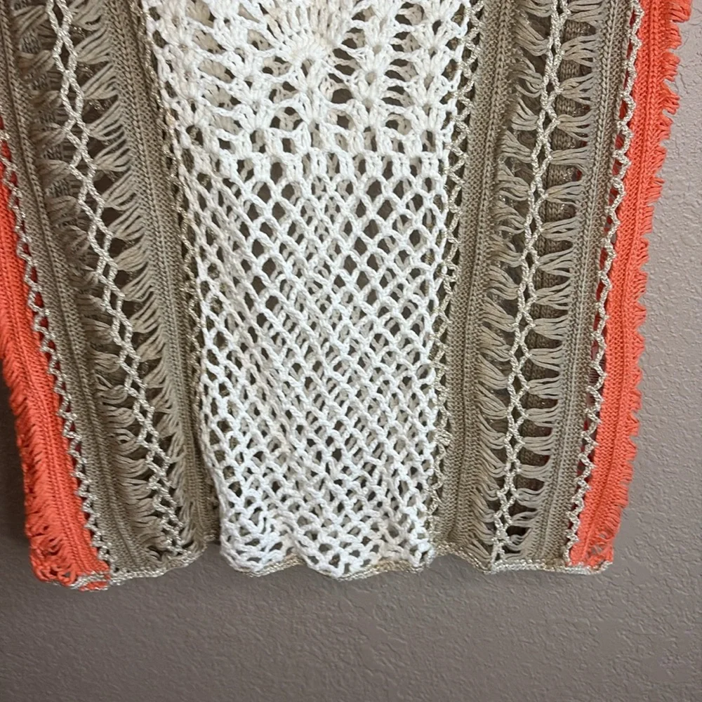 Chico's Boho Crochet Floral Knit Festival Open Knit Sweater/ Size 3/ XL - Picture 6 of 9